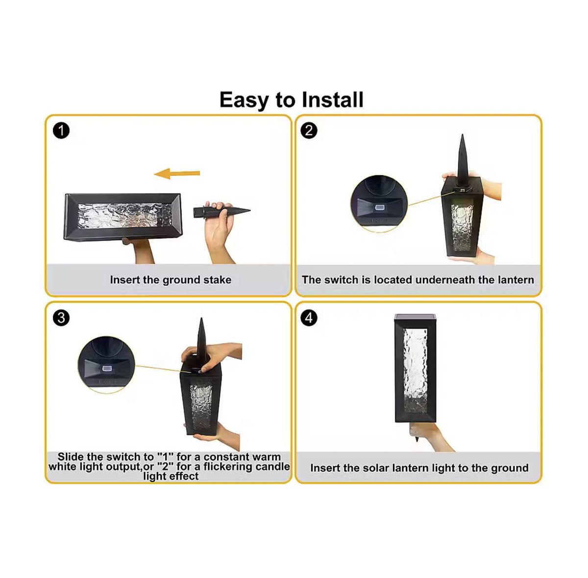 Berkley Jensen 50 Lumen Solar LED Lanterns,Warm White & Candle Flickering-2 Pack - Outdoor Solar Outlet