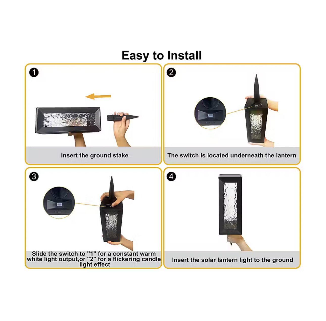 Berkley Jensen 50 Lumen Solar LED Lanterns,Warm White & Candle Flickering-2 Pack - Outdoor Solar Outlet