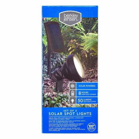 Berkley Jensen 50-Lumen Solar Spotlights Set Of 2 - Outdoor Solar Outlet