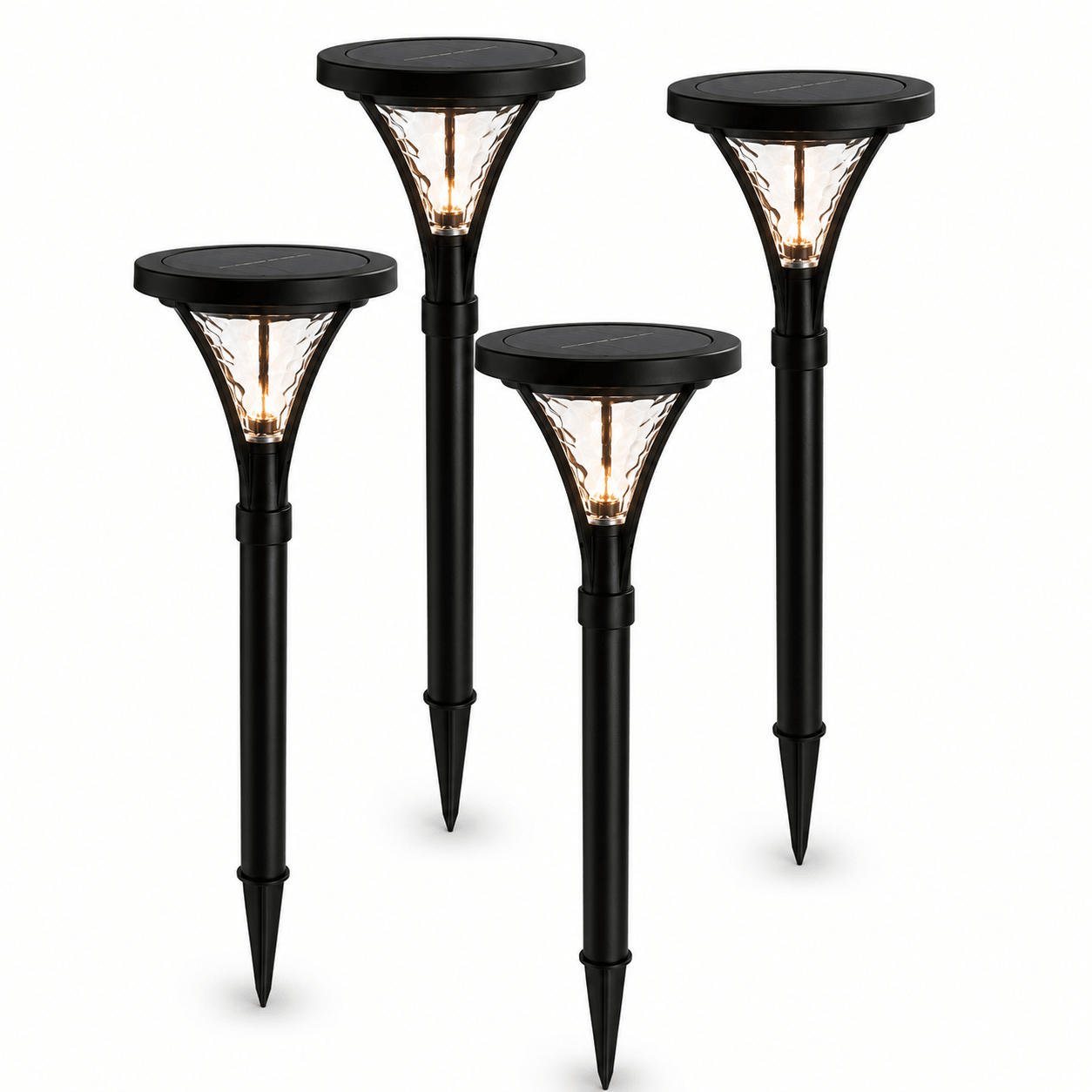 Berkley Jensen Set of 4 Aluminum Solar LED Pathway Lights, 20 Lumens, Graphite Black Finish