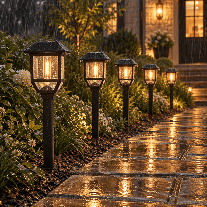 Berkley Jensen Solar LED Pathway Lights 5-Pack – 15 Lumen Filament Bulbs, Graphite Black - Outdoor Solar Outlet