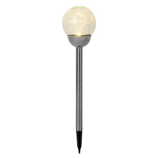 Berkley Jensen Steel Solar Crackle Glass Ball PathWay LED- 8 Pack - Outdoor Solar Outlet