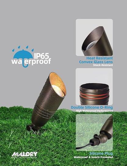 Brass Landscape Spotlights 1-Pack with MR16 Bulb(S02), 12V Low Voltage Landscape Lighting 2700K - Outdoor Solar Outlet