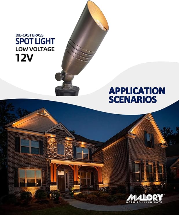 Brass Landscape Spotlights 1-Pack with MR16 Bulb(S02), 12V Low Voltage Landscape Lighting 2700K - Outdoor Solar Outlet