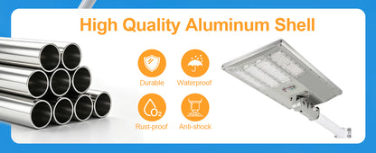 5500W Aluminum Frame Solar Street Light – 100,000LM, Motion Sensor, Dusk-to-Dawn, Remote Control, IP65