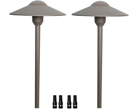 Cast Aluminum Low Voltage Landscape Lighting Pathway Lights Included Ground Spike,Wire Connectors Free Replaceable 3 Watts G4 LED Bulb Warm White 2-Pack - Outdoor Solar Outlet