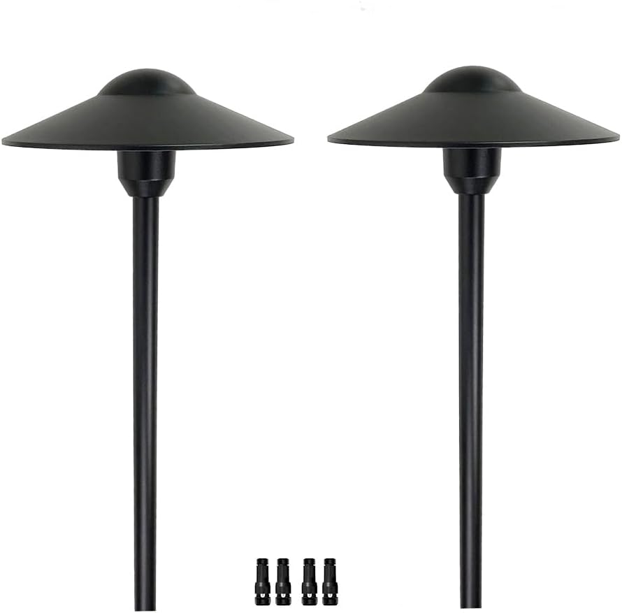 Cast Aluminum Low Voltage Landscape Lighting Pathway Lights Included Ground Spike,Wire Connectors Free Replaceable 3 Watts G4 LED Bulb Warm White 2-Pack - Outdoor Solar Outlet