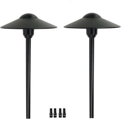 Cast Aluminum Low Voltage Landscape Lighting Pathway Lights Included Ground Spike,Wire Connectors Free Replaceable 3 Watts G4 LED Bulb Warm White 2-Pack - Outdoor Solar Outlet