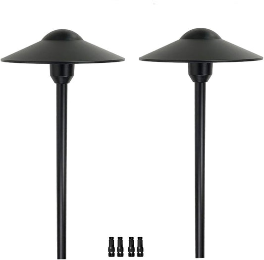 Cast Aluminum Low Voltage Landscape Lighting Pathway Lights Included Ground Spike,Wire Connectors Free Replaceable 3 Watts G4 LED Bulb Warm White 2-Pack - Outdoor Solar Outlet