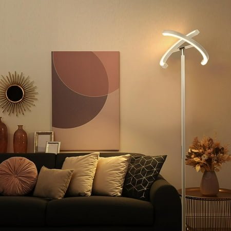 Click Split - Modern LED Torchiere Floor Lamp, Dimmable Uplight for Reading in Your Bedroom or Living Room - Outdoor Solar Outlet