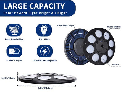 Commercial Upgraded 9 Gauge Heavy Duty Flag Pole Kit with 136 LED Ultra Bright Solar Light, 20FT 120 MPH Flagpole for Outside House in Ground, Bottom 3 mm Thick & 3 in Wide, 300D Thick Flag, Black - Outdoor Solar Outlet