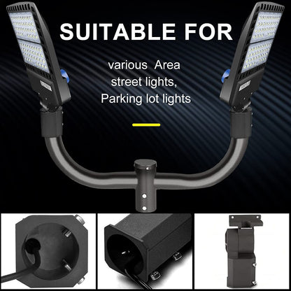 Double Bullhorn Bracket LED Parking Lot Light 180 Degree Aluminum Mounting Bracket Round Pole Double L Bracket Tenons - Outdoor Solar Outlet