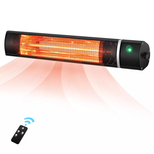 Electric Patio Heater, 1500W Outdoor Heater with 3 Power Settings, Infrared Heater with Remote Control, Overheat Protection, Wall Mounted Space Heater, In/Outdoor - Outdoor Solar Outlet