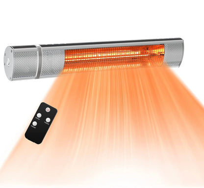 Electric Patio Heater, 1500W Outdoor Heater with 3 Power Settings, Infrared Heater with Remote Control, Overheat Protection, Wall Mounted Space Heater, In/Outdoor - Outdoor Solar Outlet