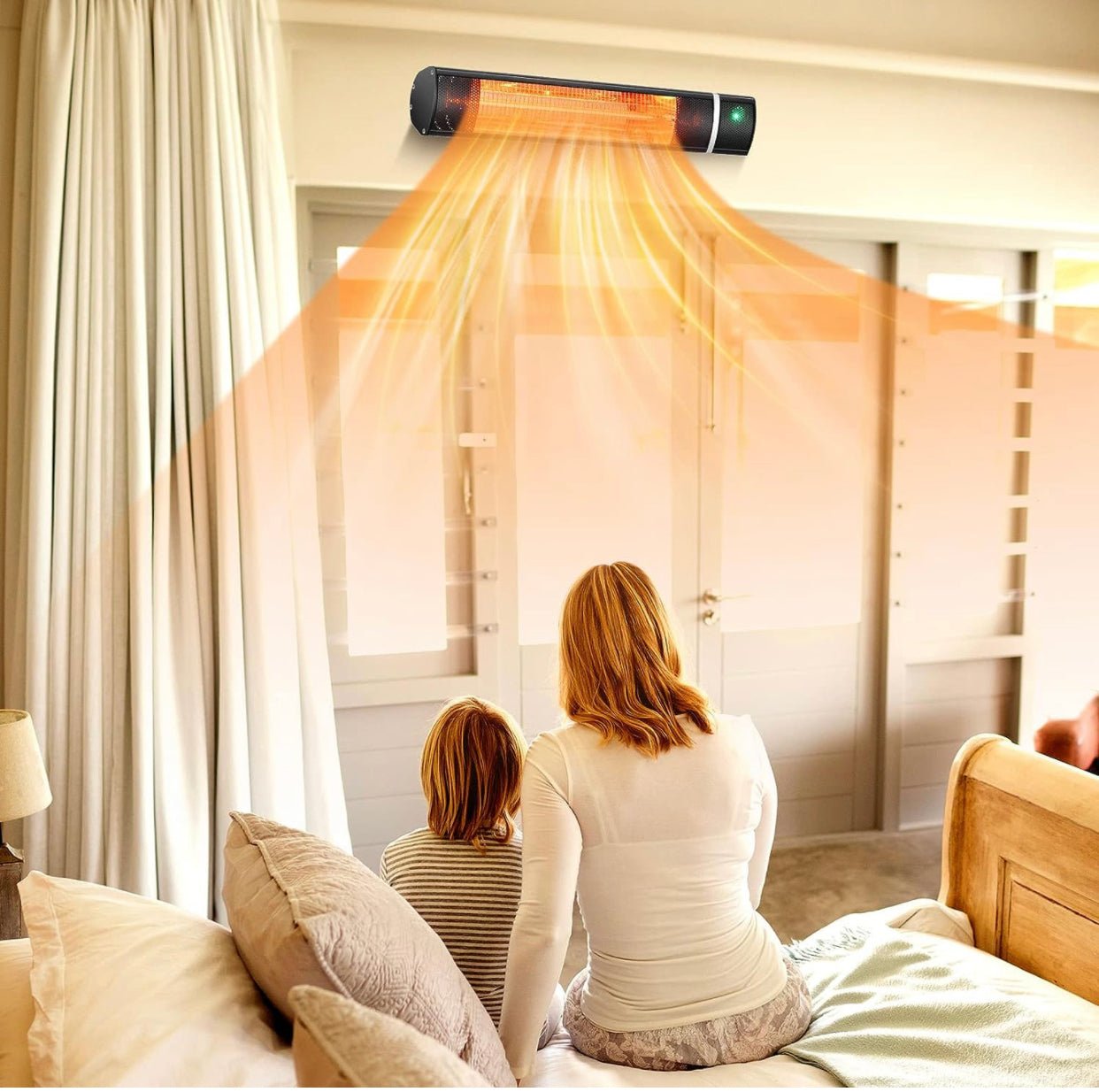 Electric Patio Heater, 1500W Outdoor Heater with 3 Power Settings, Infrared Heater with Remote Control, Overheat Protection, Wall Mounted Space Heater, In/Outdoor - Outdoor Solar Outlet