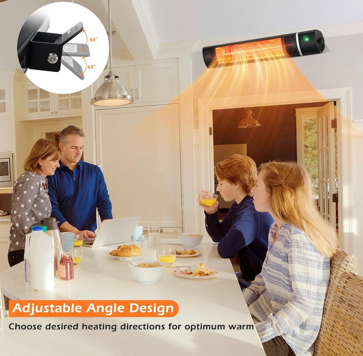 Electric Patio Heater, 1500W Outdoor Heater with 3 Power Settings, Infrared Heater with Remote Control, Overheat Protection, Wall Mounted Space Heater, In/Outdoor - Outdoor Solar Outlet