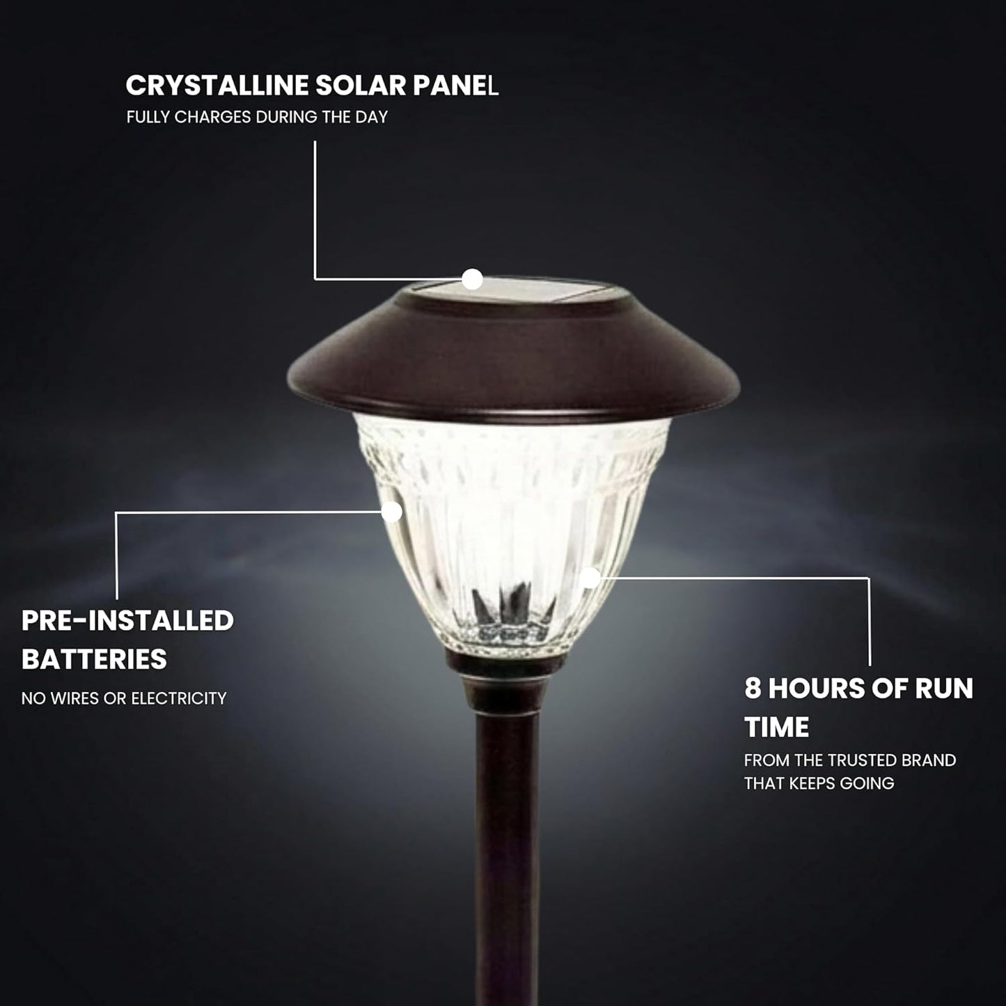 Energizer 10 Pack Solar LED Pathway Lights Outdoor-Stainless Steel - Outdoor Solar Outlet
