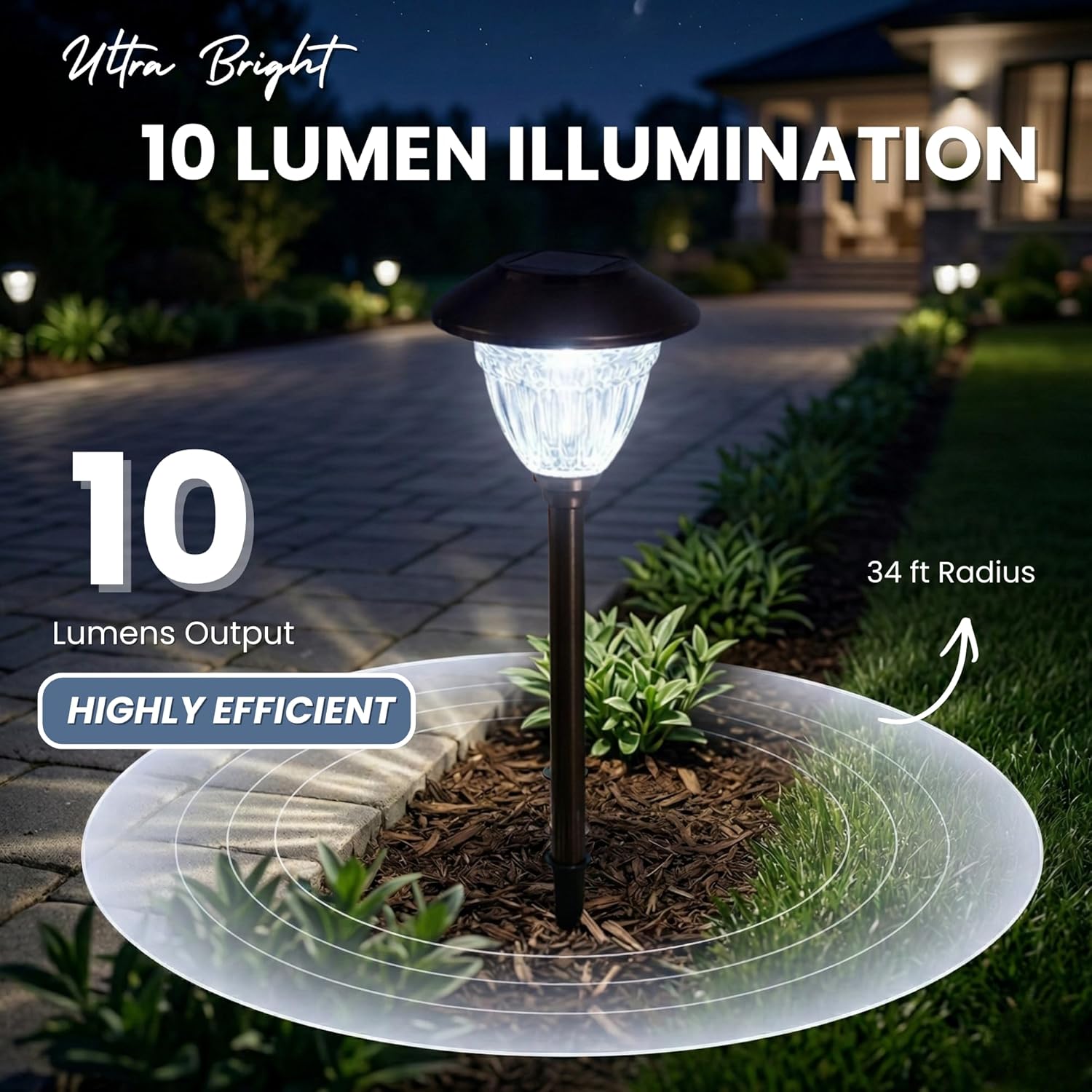 Energizer 10 Pack Solar LED Pathway Lights Outdoor-Stainless Steel - Outdoor Solar Outlet
