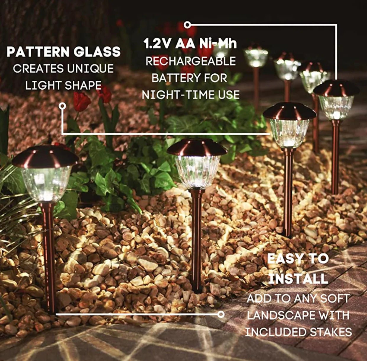 Energizer 10 Pack Solar Pathway LED Lights Outdoor-15 Lumen - Outdoor Solar Outlet