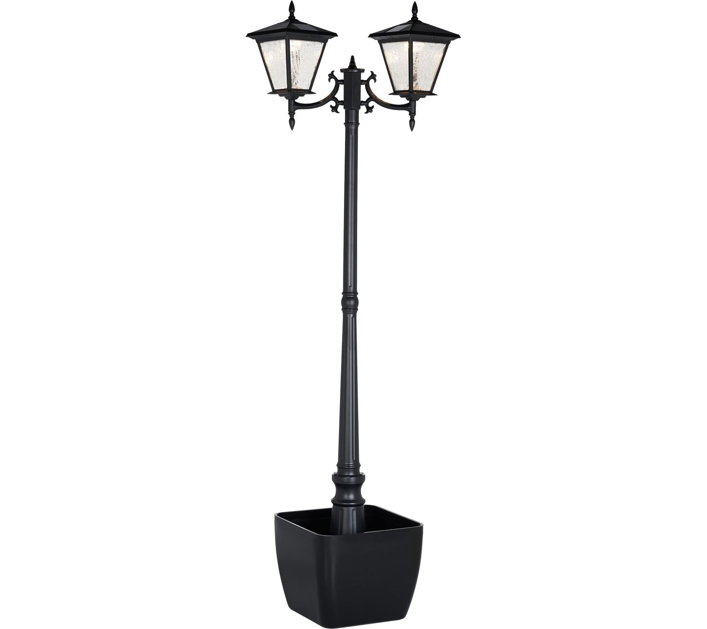 Energizer 2 Heads Solar Post Lamp With Planter - Outdoor Solar Outlet