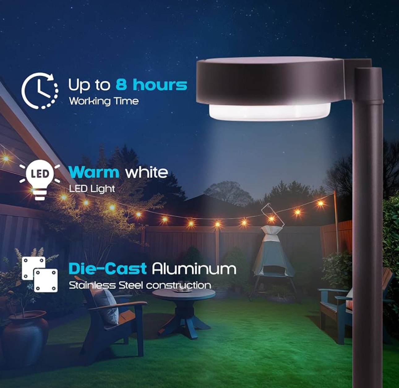 Energizer 20 Lumen Set of 4 Down light Aluminum Solar Pathway Lights - Outdoor Solar Outlet