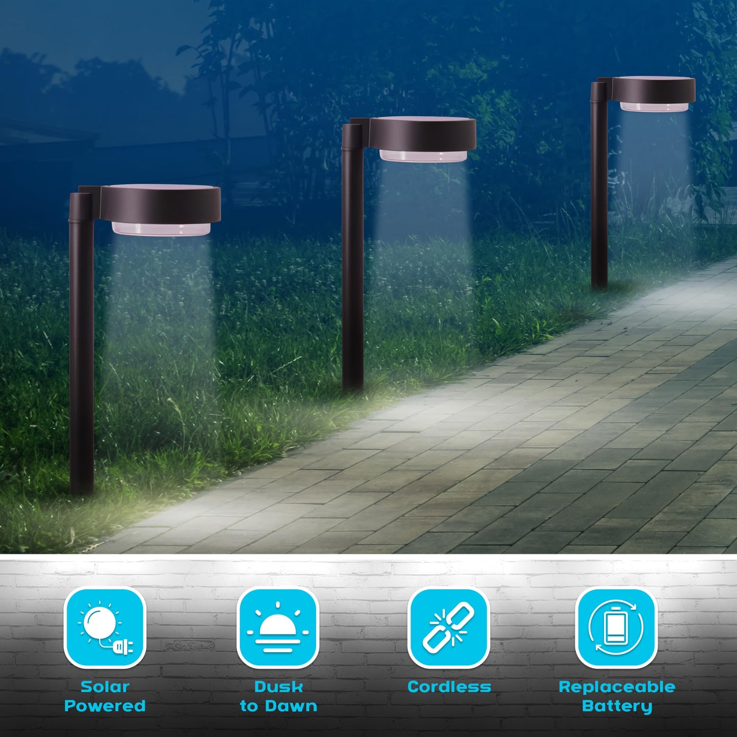 Energizer 20 Lumen Set of 4 Down light Aluminum Solar Pathway Lights - Outdoor Solar Outlet