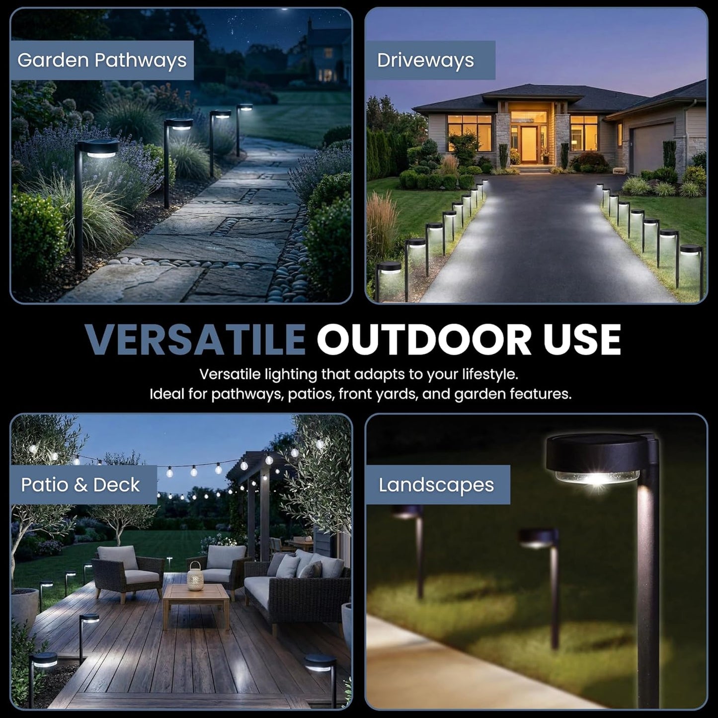 Energizer 20 Lumen Set of 4 Down light Aluminum Solar Pathway Lights - Outdoor Solar Outlet