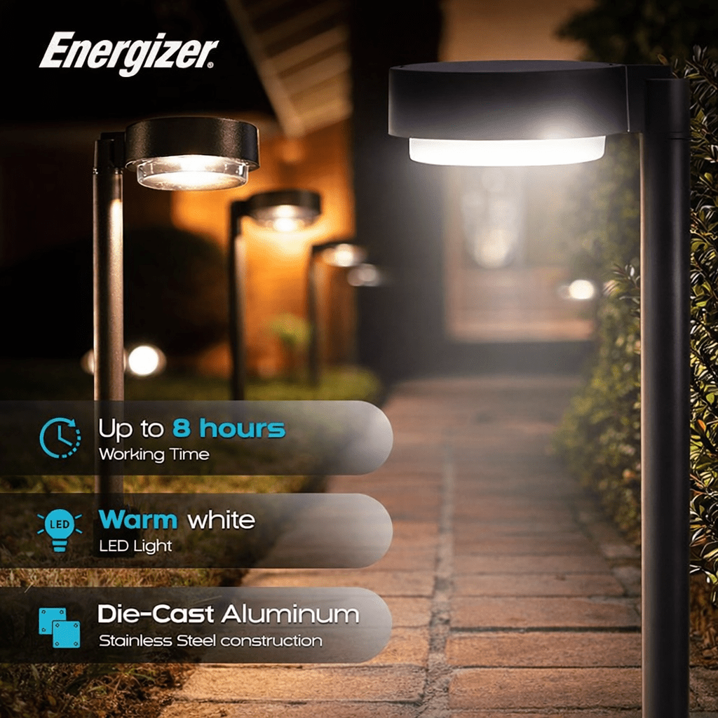 Energizer 20 Lumen Set of 4 Down light Aluminum Solar Pathway Lights - Outdoor Solar Outlet