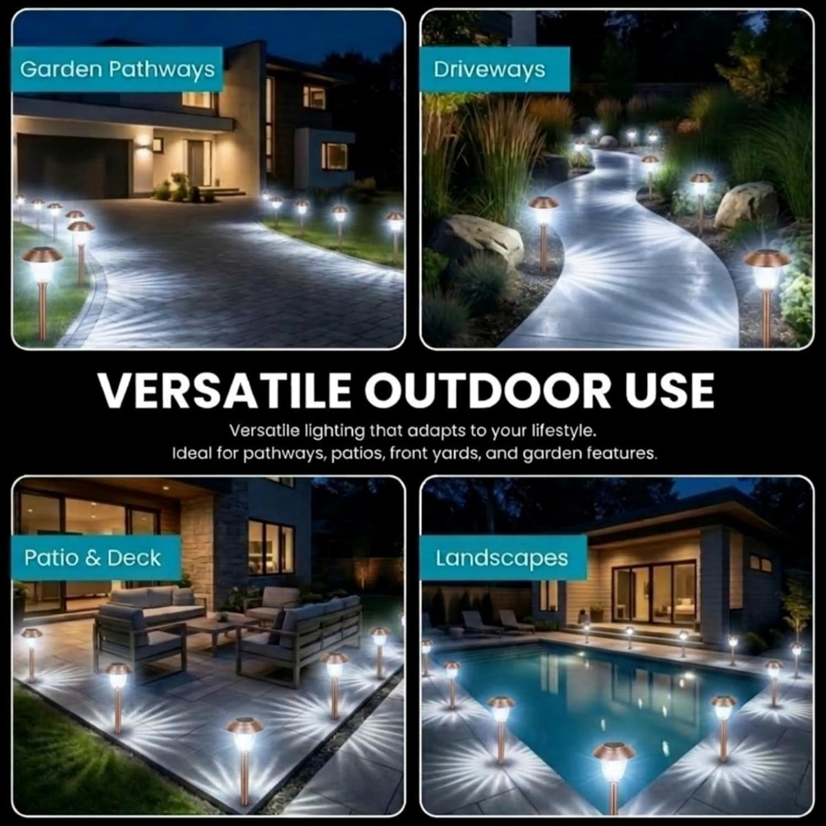 Energizer 8 Pack Color On Demand Solar Pathway Lights Outdoor-Stainless Steel(5 Colors) - Outdoor Solar Outlet