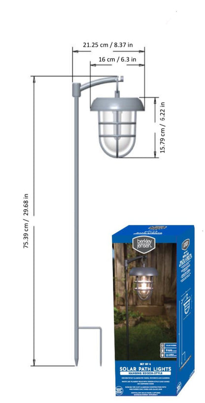 Energizer LED Solar Hanging Lights Shepherds Hook Metal Pole (Set of 4) - Outdoor Solar Outlet