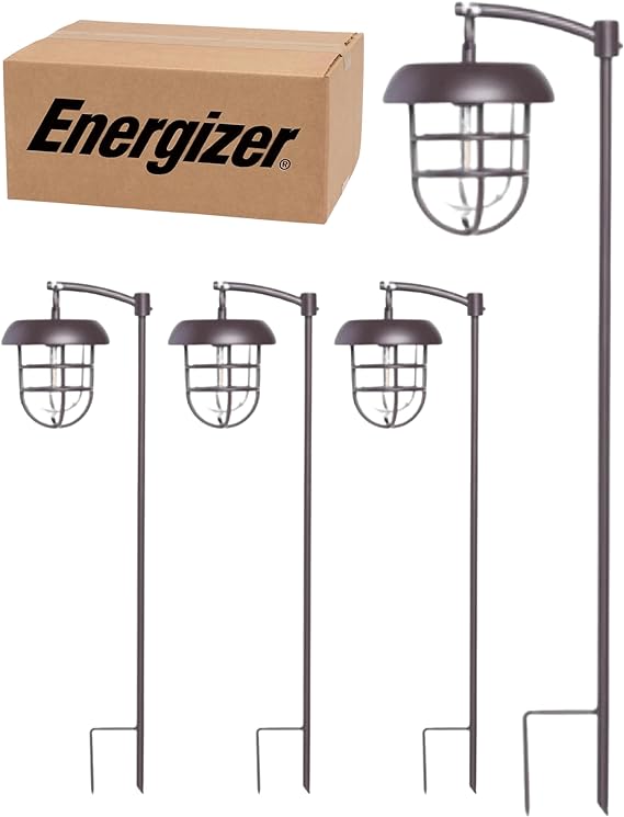 Energizer LED Solar Hanging Lights Shepherds Hook Metal Pole (Set of 4) - Outdoor Solar Outlet