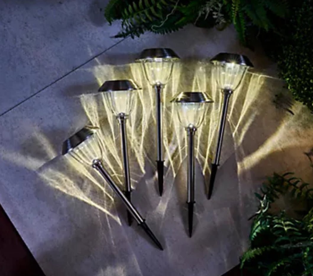 Enerigizer 10 Pack Solar Pathway LED Lights Outdoor 15 Lumen-Stainless Steel(Silver) - Outdoor Solar Outlet