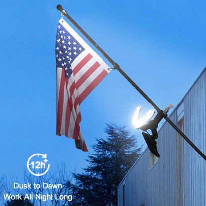 Flag Pole Light Outdoor Solar Flagpole Light House Mount with Adjustable 180° Direction, 360lm Brightness, IP65 Waterproof for 1''-1.5" Poles - Outdoor Solar Outlet