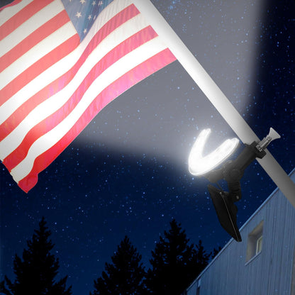 Flag Pole Light Outdoor Solar Flagpole Light House Mount with Adjustable 180° Direction, 360lm Brightness, IP65 Waterproof for 1''-1.5" Poles - Outdoor Solar Outlet