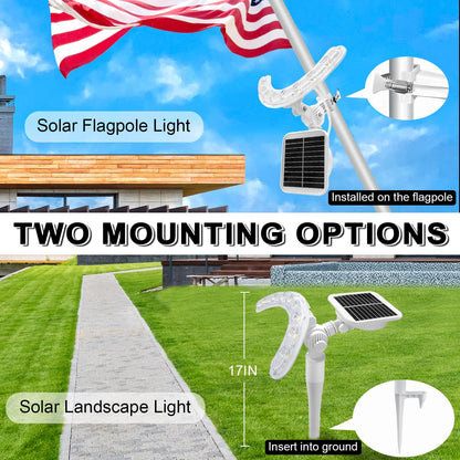 Flag Pole Light Outdoor Solar Flagpole Light House Mount with Adjustable 180° Direction, 360lm Brightness, IP65 Waterproof for 1''-1.5" Poles - Outdoor Solar Outlet