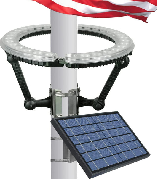 Flagpole Solar Light 4640 Lumen 12000mAh Rechargeable Battery Flag Pole Light Solar Powered 32 Brightest LED Outdoor Waterproof Fits Diameter 2-6 in Flagpoles Work up to 16 Hours Flag Lights - Outdoor Solar Outlet