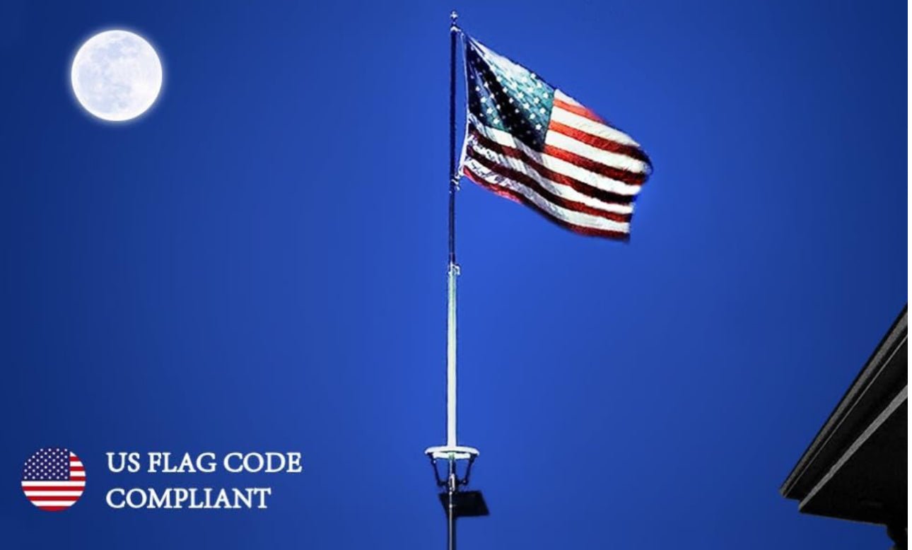 Flagpole Solar Light 4640 Lumen 12000mAh Rechargeable Battery Flag Pole Light Solar Powered 32 Brightest LED Outdoor Waterproof Fits Diameter 2-6 in Flagpoles Work up to 16 Hours Flag Lights - Outdoor Solar Outlet