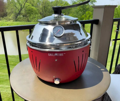 Grill Time Tailgater GTX Portable Charcoal Grill with Glass Hood Perfect for Camping Accessories - Outdoor Solar Outlet
