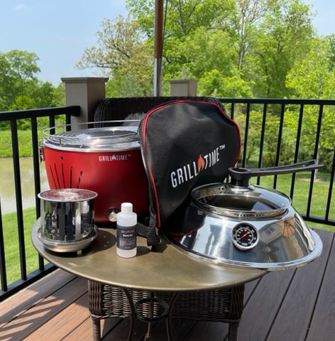 Grill Time Tailgater GTX Portable Charcoal Grill with Glass Hood Perfect for Camping Accessories - Outdoor Solar Outlet