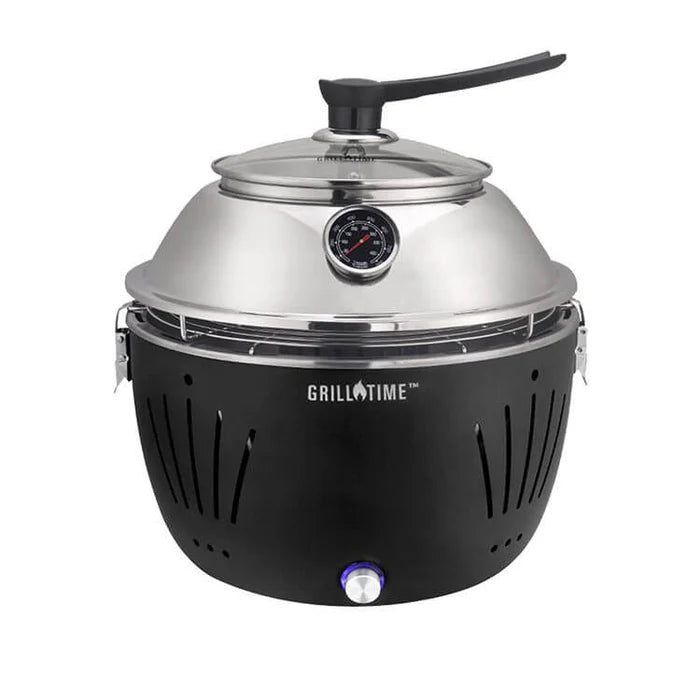 Grill Time Tailgater GTX Portable Charcoal Grill with Glass Hood Perfect for Camping Accessories - Outdoor Solar Outlet