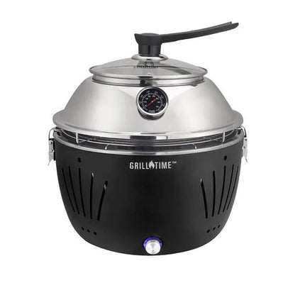 Grill Time Tailgater GTX Portable Charcoal Grill with Glass Hood Perfect for Camping Accessories - Outdoor Solar Outlet