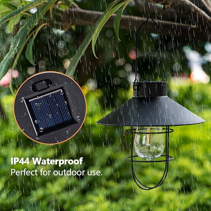Hanging Solar Lantern with Shepherd Hook 31 Inch - Outdoor Solar Outlet