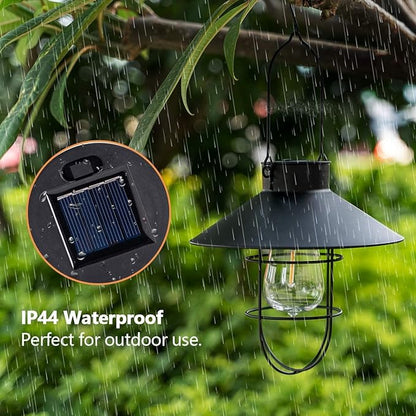Hanging Solar Lantern with Shepherd Hook 31 Inch - Outdoor Solar Outlet