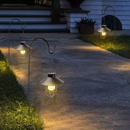 Hanging Solar Lantern with Shepherd Hook 31 Inch - Outdoor Solar Outlet