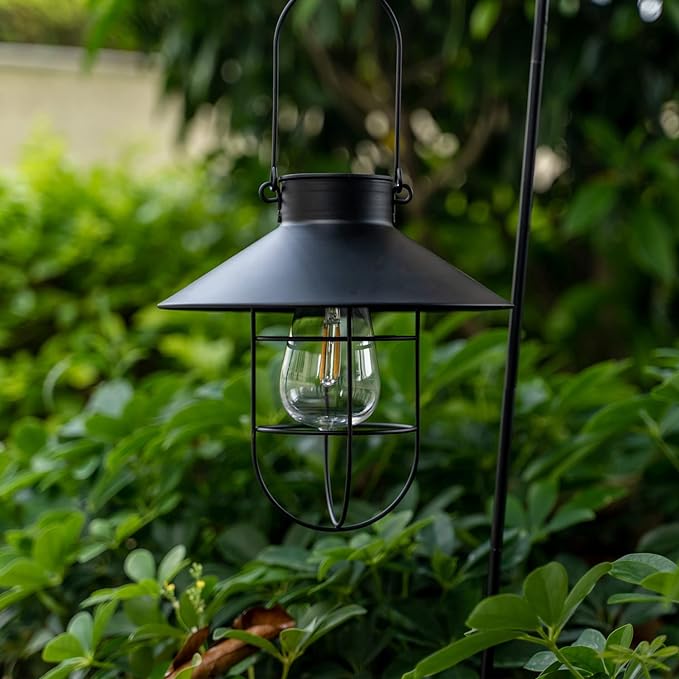Hanging Solar Lantern with Shepherd Hook 31 Inch - Outdoor Solar Outlet