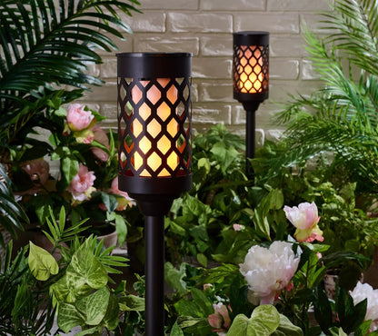 High End 20 lumen Solar Pathway Torch Light Die-cast Aluminum and Glass (2-Pack) - Outdoor Solar Outlet