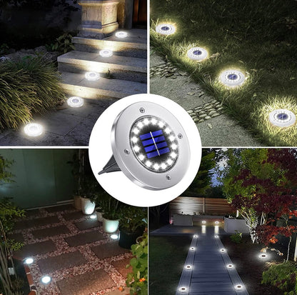 Solar Garden Disk Lights 16LED Solar Ground Lights Underground Lights,4 Pack-20 Lumen