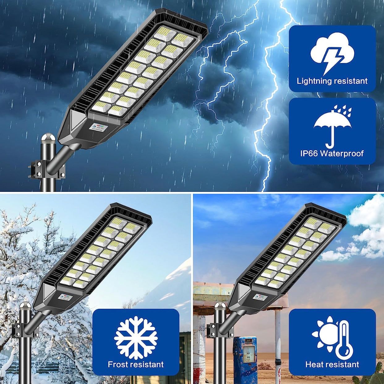 2 Pack 1600W Solar Street Lights Outdoor 90000 Lumens Dusk to Dawn With Remote and Motion Sensor