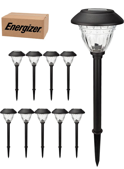 Energizer 10 Pack Solar LED Pathway Lights Outdoor-Stainless Steel