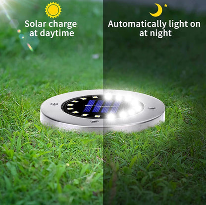 Solar Garden Disk Lights 16LED Solar Ground Lights Underground Lights,4 Pack-20 Lumen